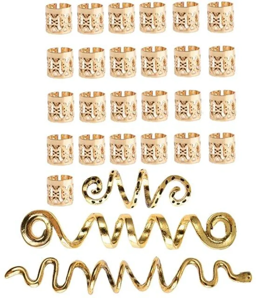 28 Accessoires Cheveux : Bijoux de Tresses et Perles Dreadlocks Dorés