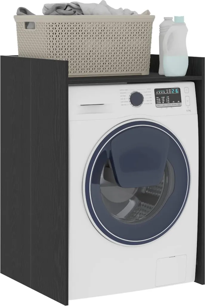 Armadio Lavatrice Rovere Nero 67,5x62x97 cm - Mobile Salvaspazio Design - 2