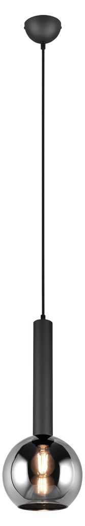 Hanglamp Clayton zwart met smoke glas Productafbeelding 