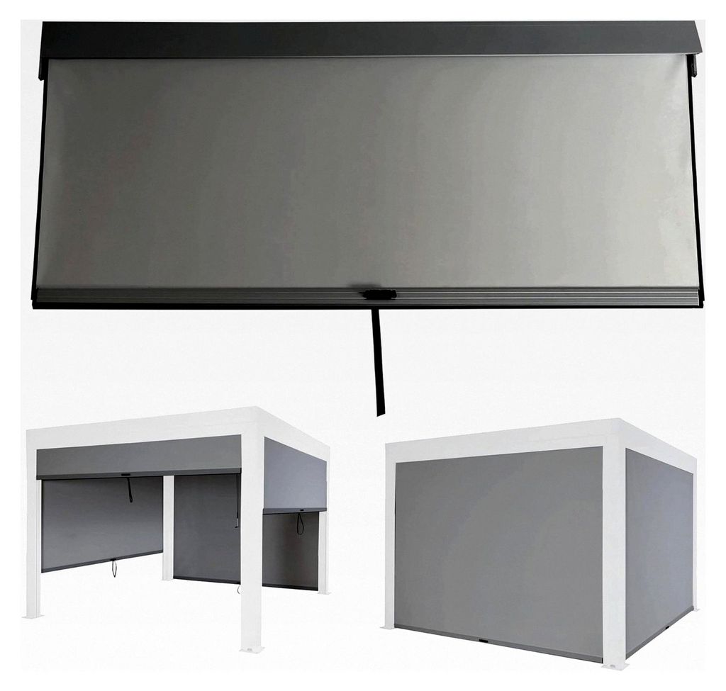 Seitenwand für Pergola HWC-L46, Ersatzseitenwand für Pavillon Rollo, sturmfest 3x3m - anthrazit