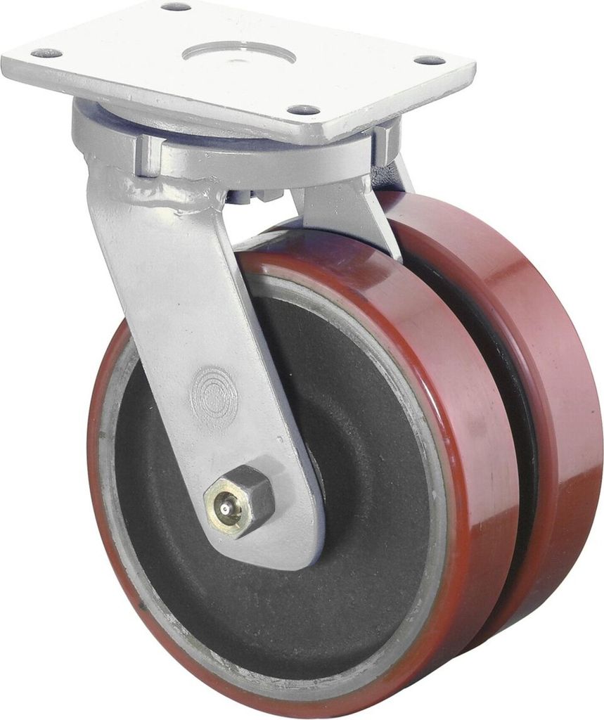BS Rollen Doppel-Lenkrolle Durchmesser 300mm Tragfähigkeit 5600kg Gusspolyurethanrad Platte 255x200mm - S100.C10.301