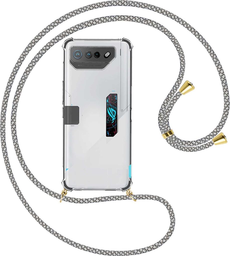 Handykette Backcover-Schutzhülle mit Band (Metall goldfarben) für Asus ROG Phone 7 Ultimate (6.78'') - silber/blau/rot