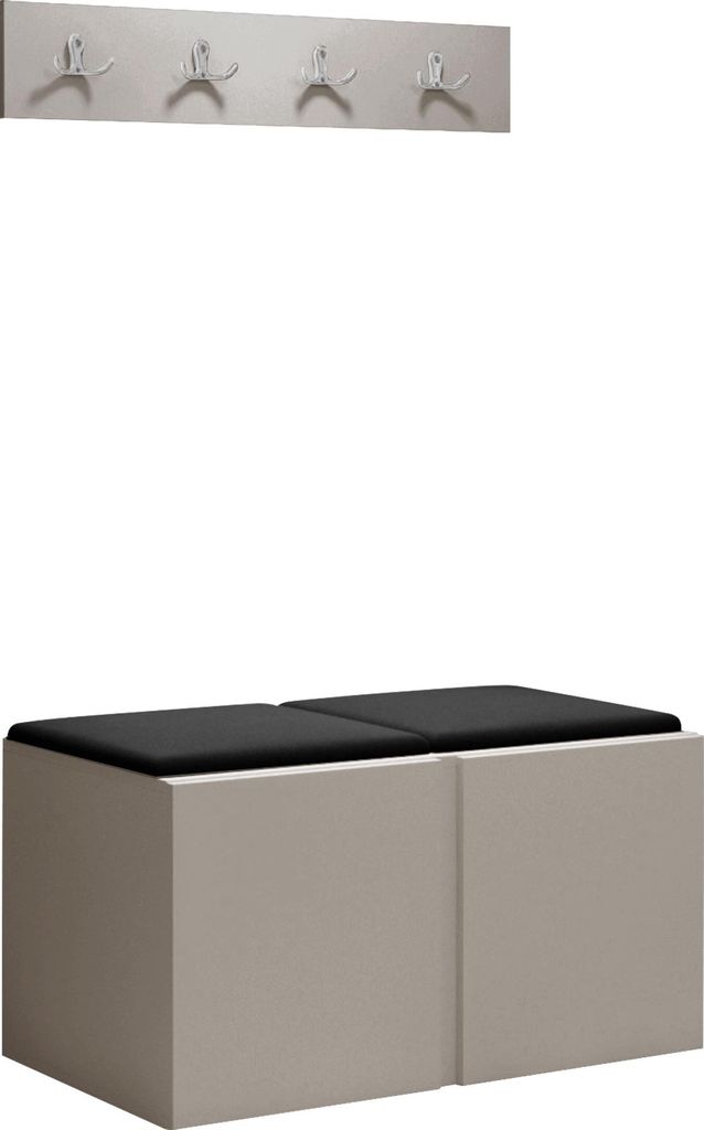 MIRJAN24 Garderoben-Set Orion VI, Garderobe mit Sitzbank mit 2 x Wandpanel 42x42 (Farbe: Cashmere, Manila 18)