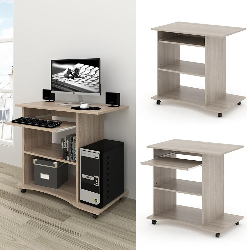 Table de travail compacte Vicco Harm 80cm chêne pour télétravail