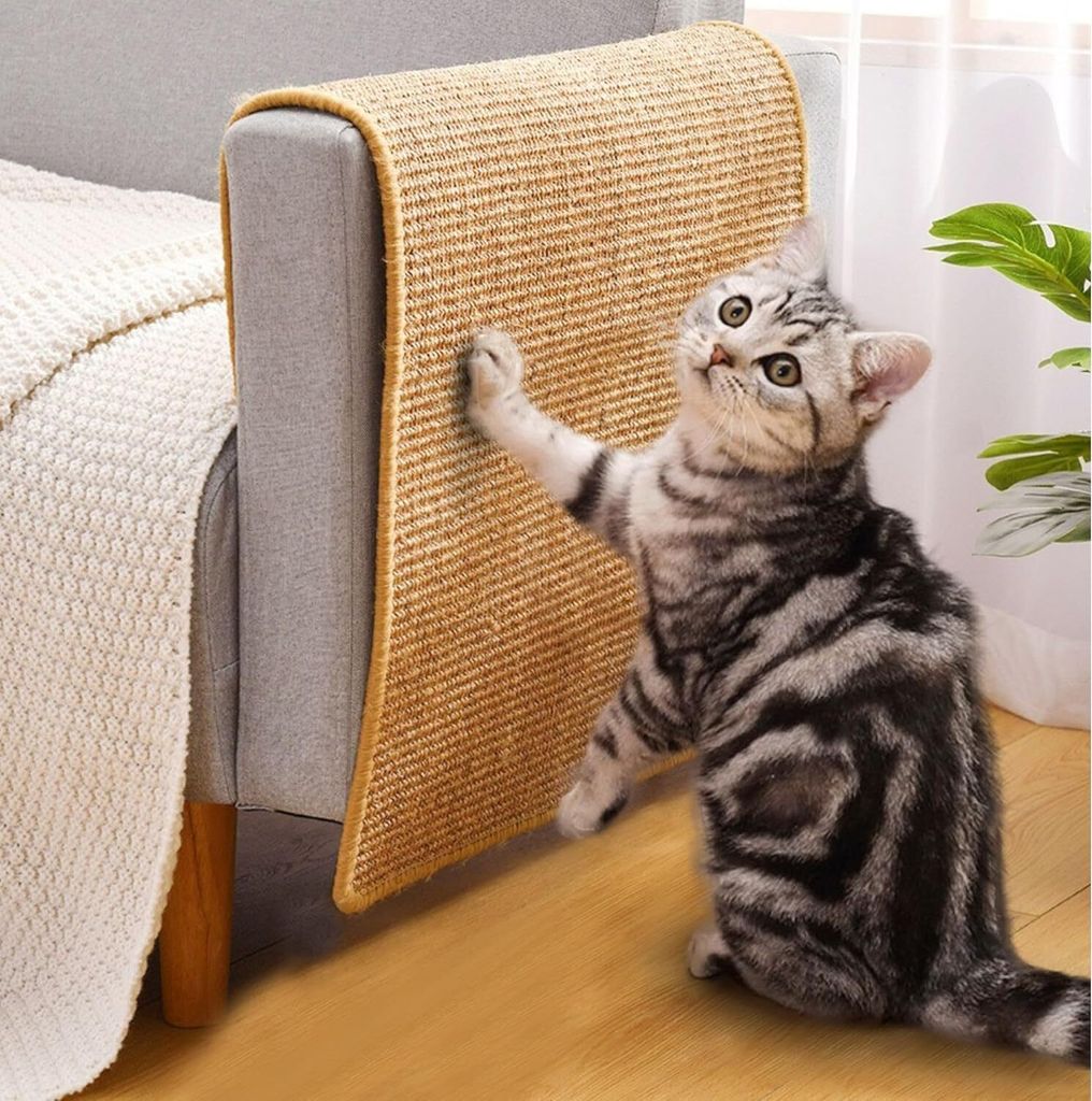 Katze Kratzschutz Katzenkratzmatte Sisal Katzenkratzmatte Kratzmatte für Katze Katzenkratzmatte für Sofa Möbel Tür Kratzschutz 60 × 40 cm(Braun)