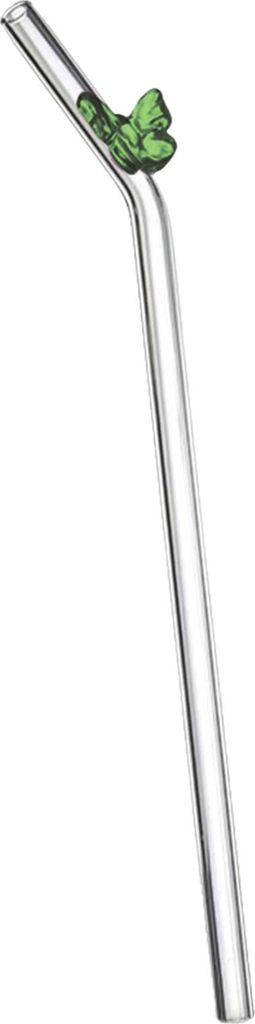 Wiederverwendbarer Glas-Strohhalm, buntes Schmetterlings-Design, hitzebeständiger transparenter Borosilikat-Strohhalm