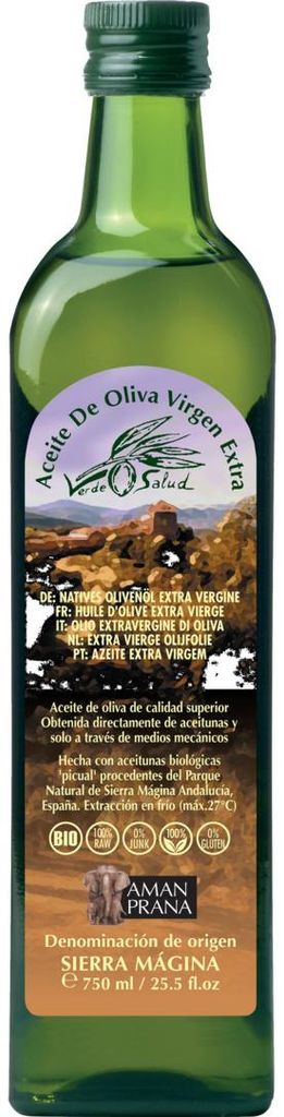 Amanprana Verde Salud Extra Vierge Olijfolie  (750 ml) Productafbeelding 
