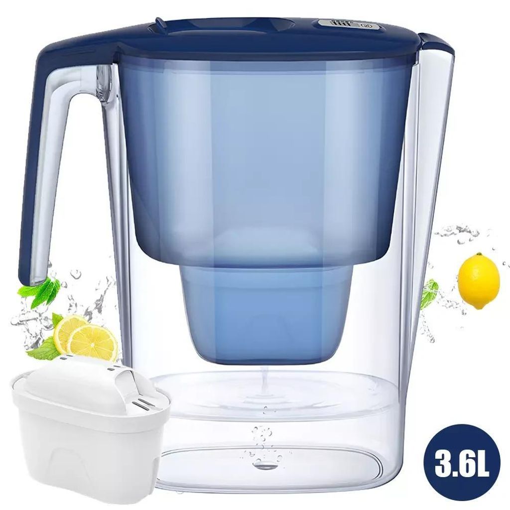 Wasserfilterkanne - Tischwasserfilter 3,6 l - Haushalt - Küche - Tragbar - Blau