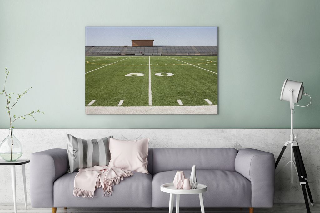 OneMillionCanvasses - Leinwandbilder - 140x90 cm, American-Football-Platz und -Stadion, Wandbilder Kunstdruck Wanddekoration - Foto auf Leinwand ...