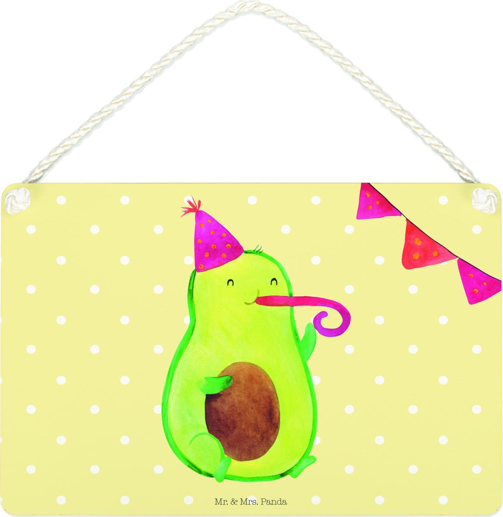 Mr. & Mrs. Panda wandhänger Avocado Party Zeit DIN A4 - Gelb Pastell - Geschenk, Schulabschluss, Wandbild Holz, Genießen, Happy Birthday, Türsch...