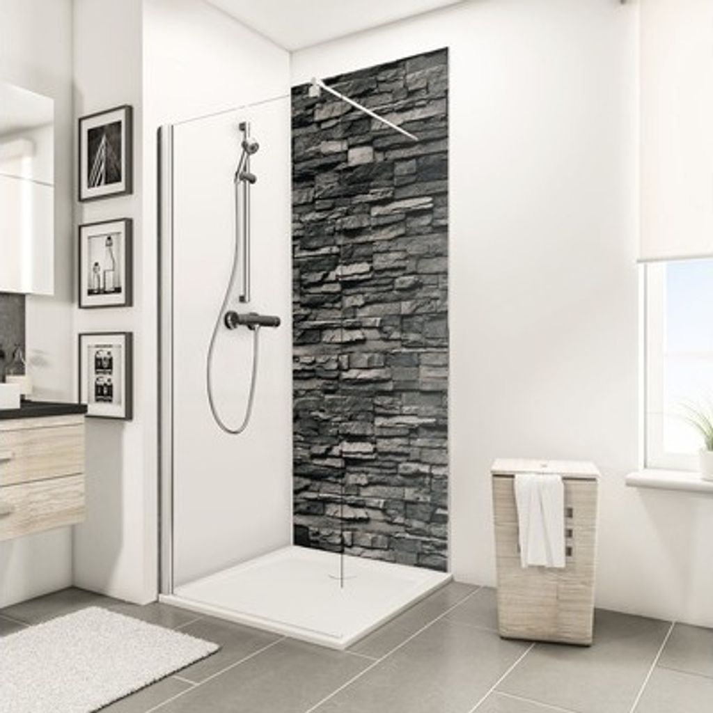 Duschrückwand SCHULTE DecoDesign ExpressPlus Mauerstein Verblender anthrazit dunkel 210 x 100 cm EP1901021 613