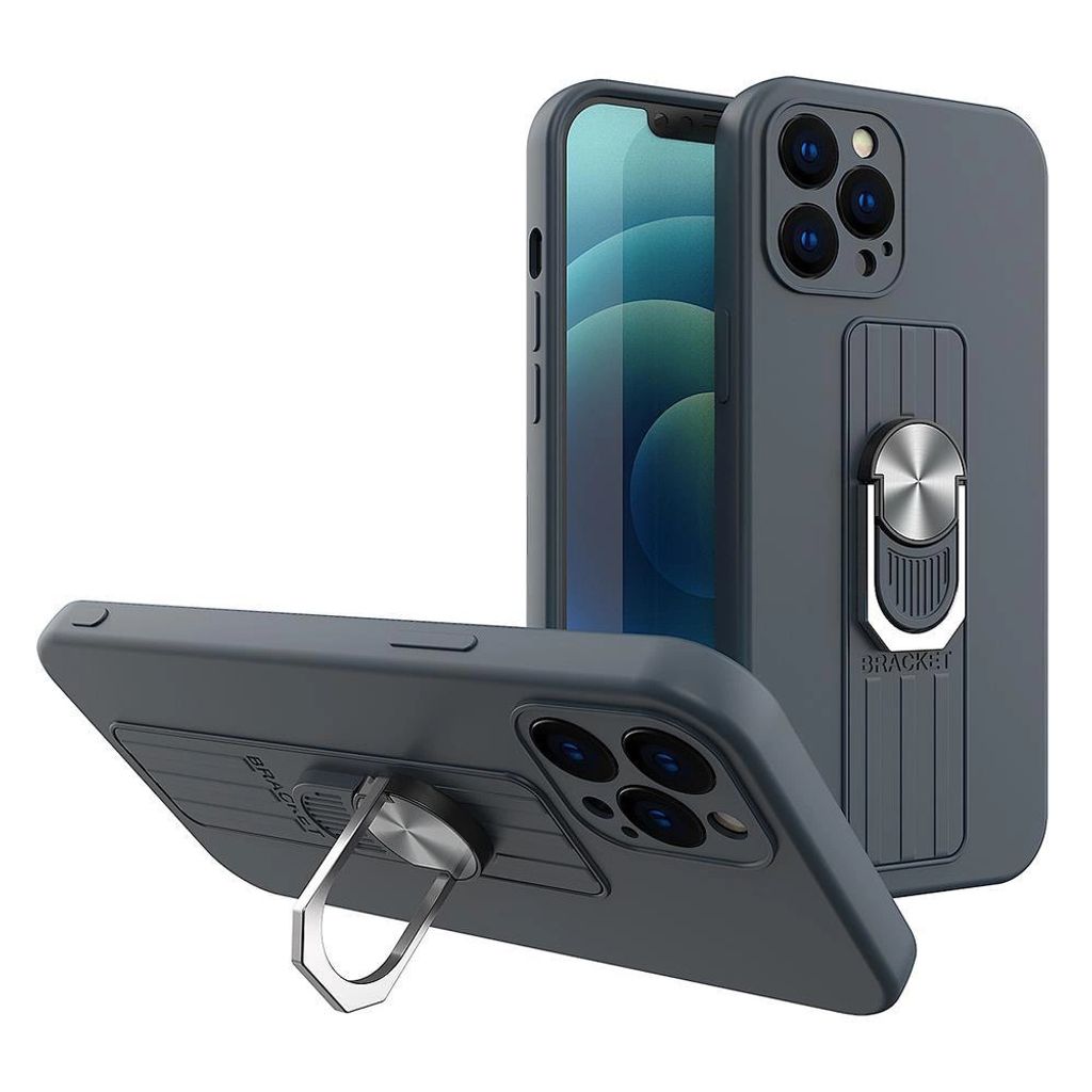 Ring Case Silikonhülle mit Fingerring und Ständer für Samsung Galaxy A73 blau