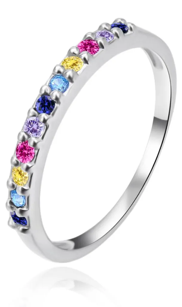 Bague en argent AGT-R46C zircons colorés taille 58 pour femme chic