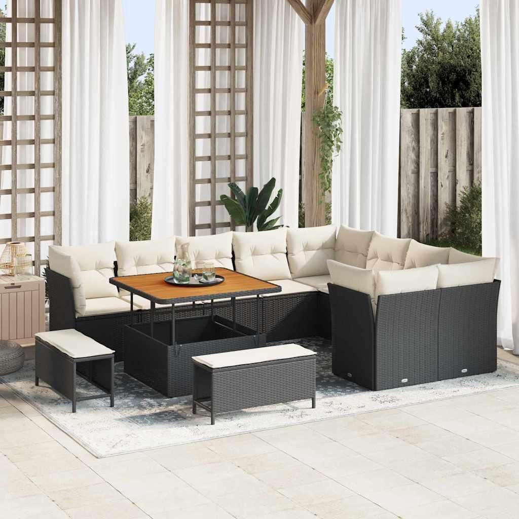 Maison Exclusive - Gartensofa-set 12 pcs Schwarz Poly-Rattan