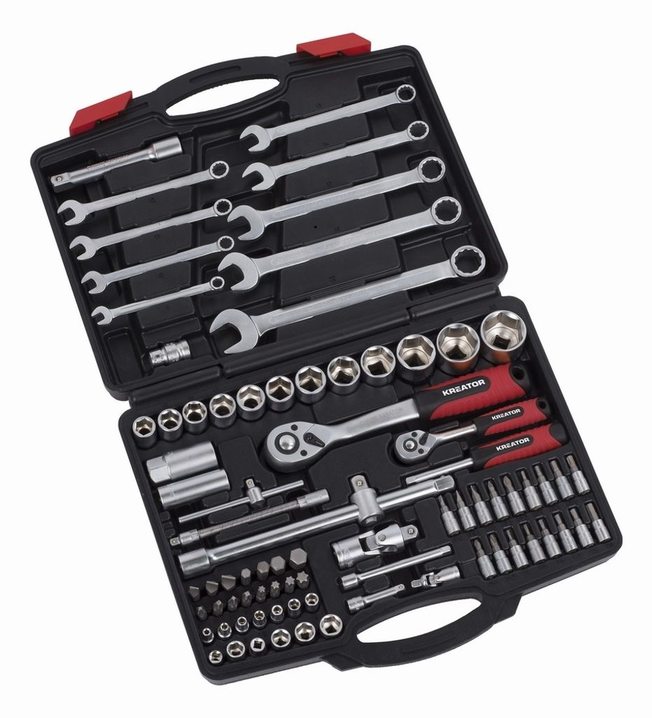 KREATOR Steckschlüsselsatz 1/2" 1/4" im Koffer- 81 Teile Drehmomentschlüssel