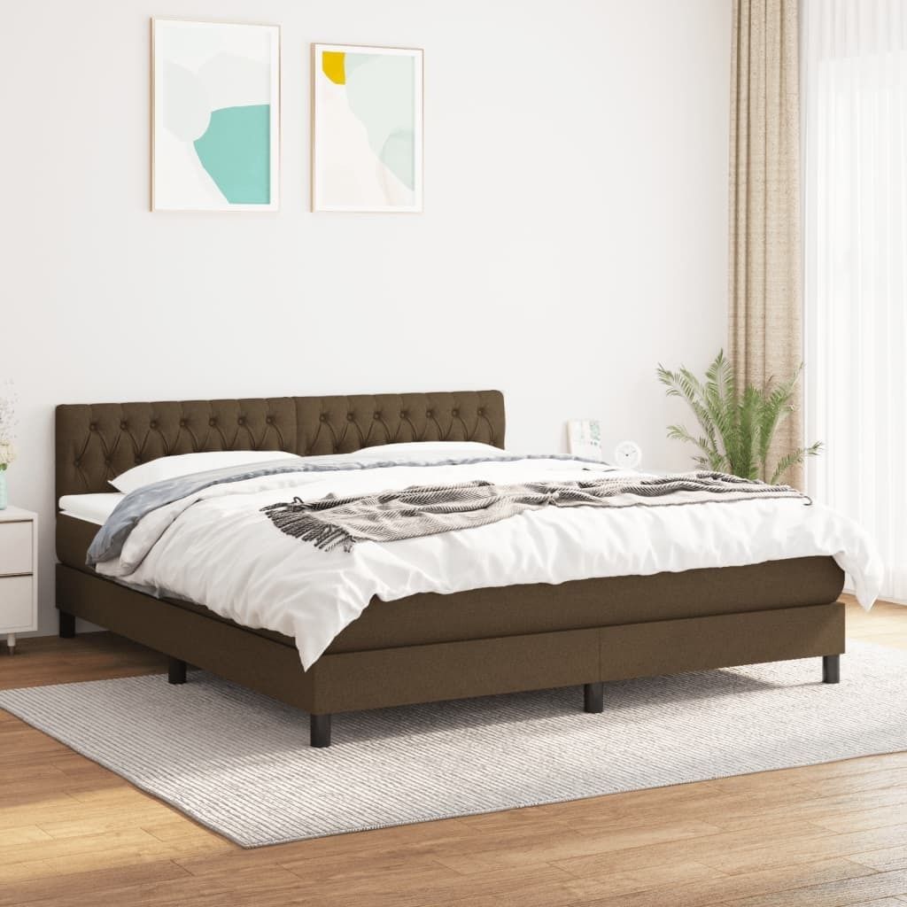 Maison Exclusive - Boxspringbett mit Matratze Dunkelbraun 180x200 cm Stoff