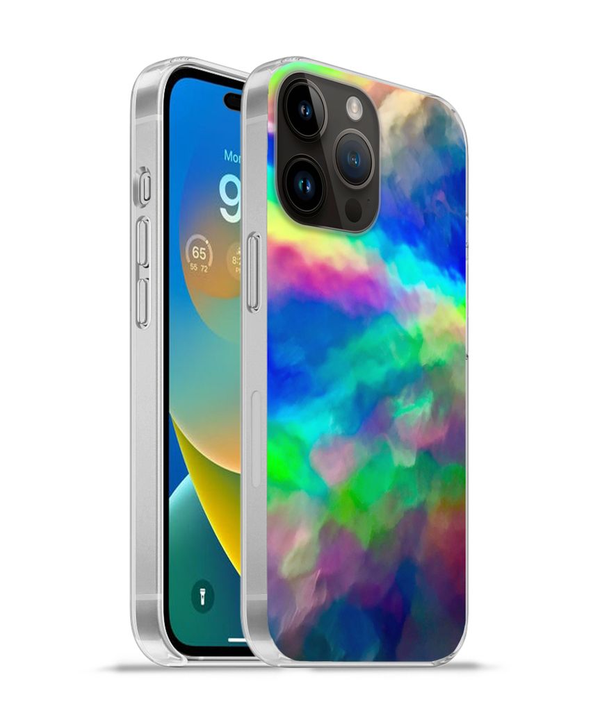 MuchoWow Handyhülle Schutzhülle Hülle für Apple iPhone 14 Pro - Softcase Aquarell - Kunst - Psychedelisch Silikon Softcase Handy Hülle - Ums...