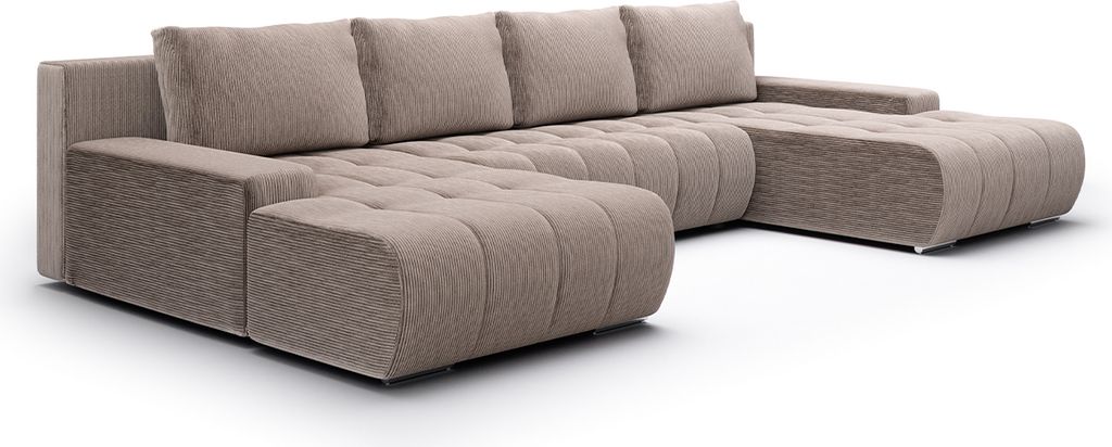 U-Sofa 5-sitzig umbaubar Truhe Jonas Cord Taupe