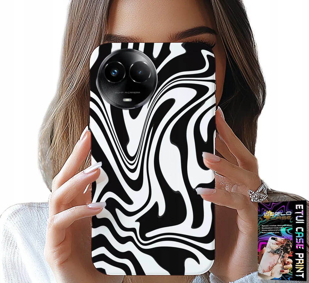 Cover Realme C67 4G Astratto B&W + Protezione Vetro Temperato HD