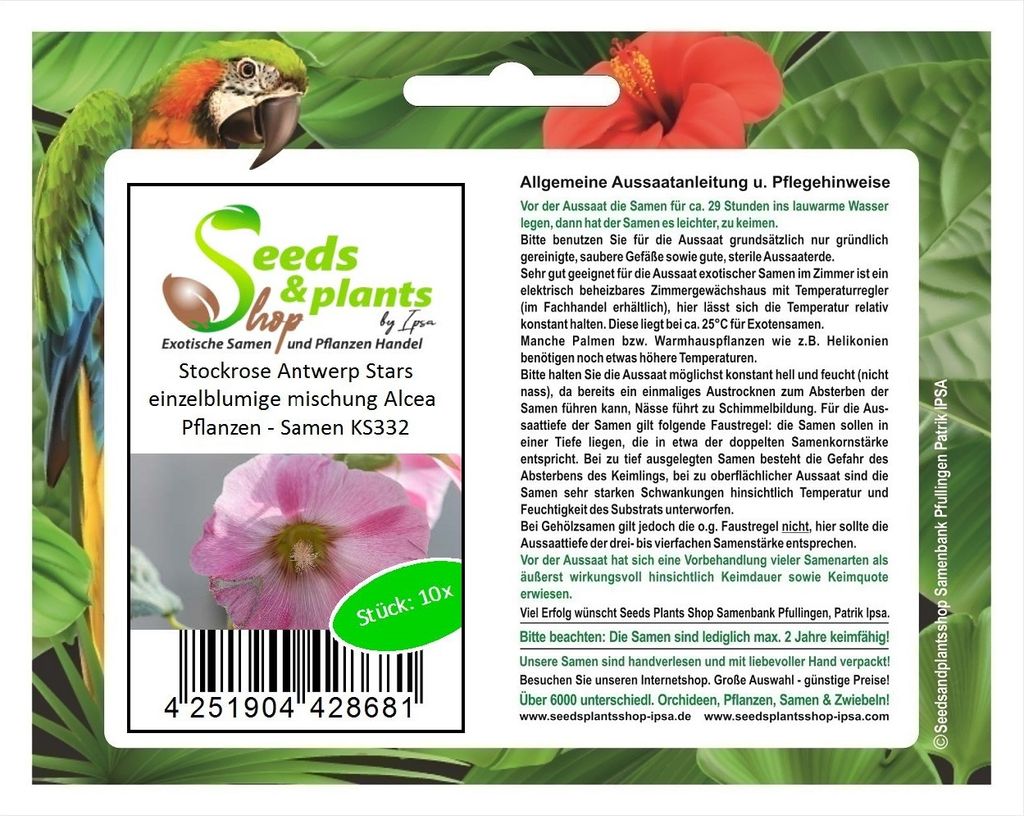 10x Stockrose Antwerp Stars einzelblumige mischung Alcea Pflanzen - Samen KS332