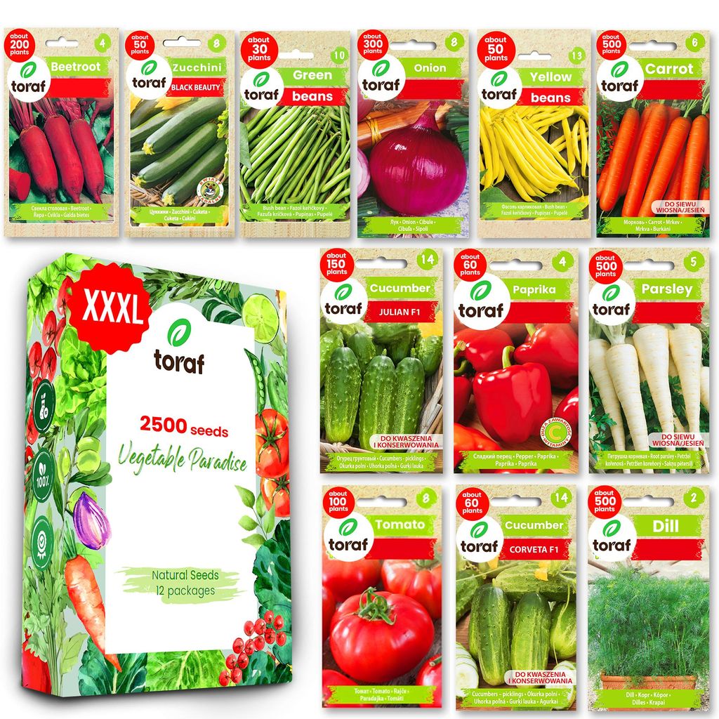 Toraf Semená zeleniny XXL set 2500 semien 12 druhov Obrázok produktu 