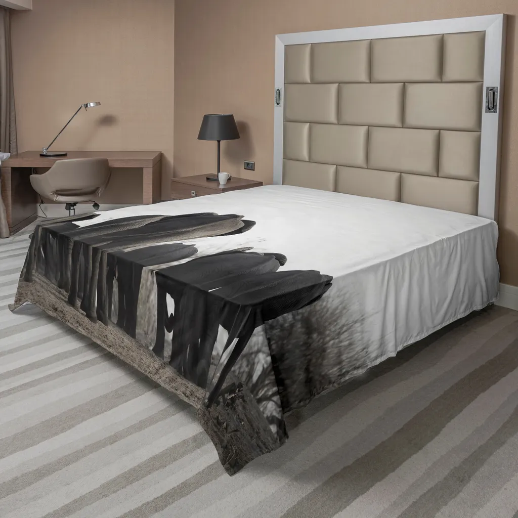 Drap Décoratif pour Chambre Thème Safari Gris Image Éléphant 244x205 cm