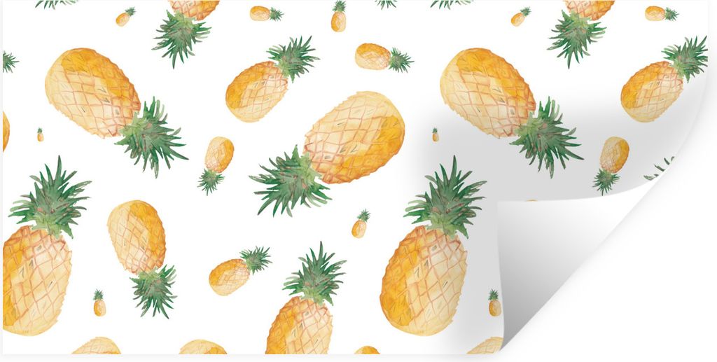 MuchoWow Wandtattoo Wandsticker Wandaufkleber Ananas - Obst - Schablonen 40x20 cm Selbstklebend und Repositionierbar - Aufkleber