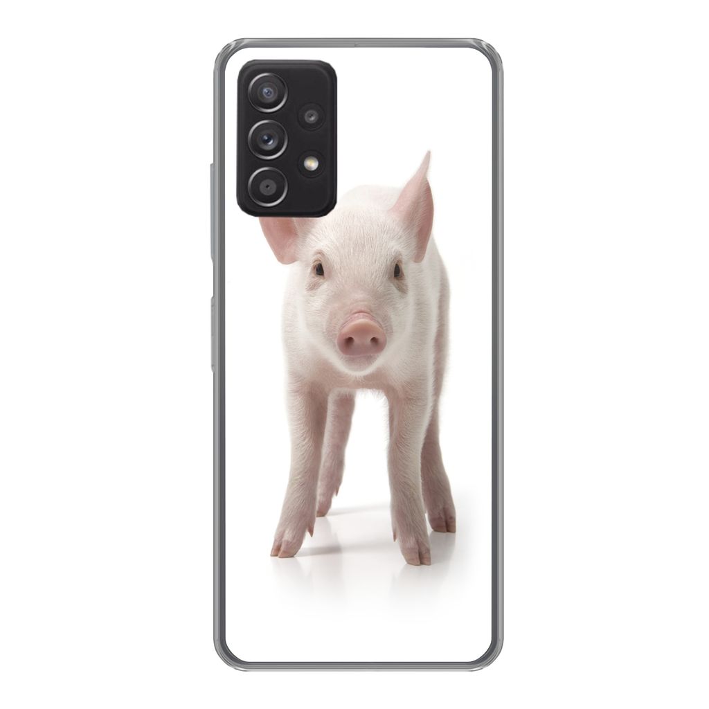 MuchoWow Handyhülle Schutzhülle Hülle für Samsung galaxy a73 Schwein - Tiere - Weiß Silikon Softcase Handy Hülle - Handyhülle