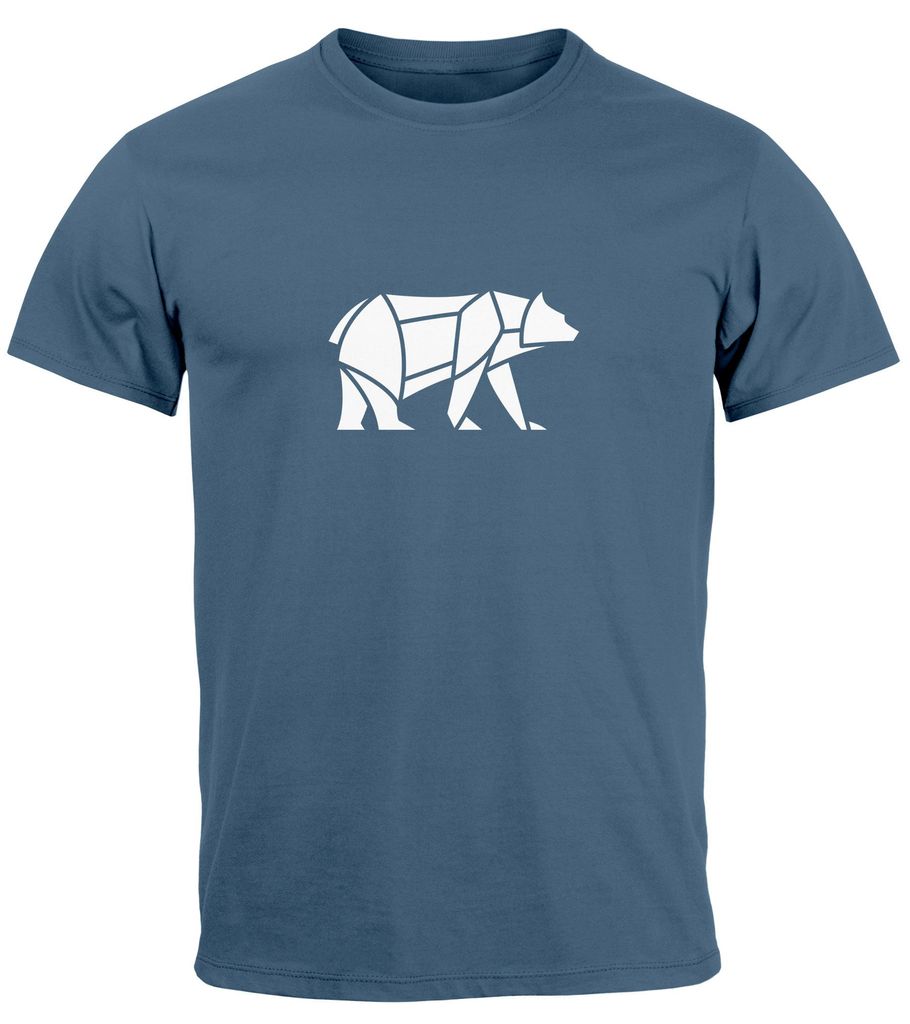 Herren T-Shirt Polygon Design Print Bär Bear Tiermotiv Outdoor Fashion Streetstyle Neverless Polygon 1 denim blue S