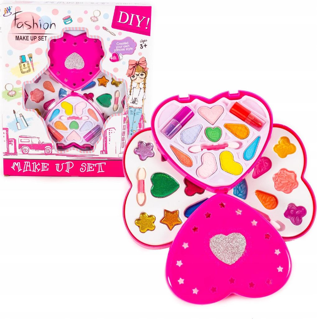 Kinder Schminkset im Blumen-Etui - Make-up Koffer für Mädchen - Lidschatten & Lippenstift