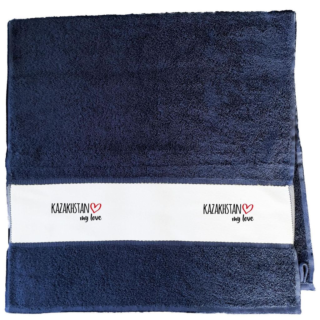 Huuraa Handtuch Kazakhstan my love 50x100cm French Navy Baumwolle Handtuch Geschenkidee
