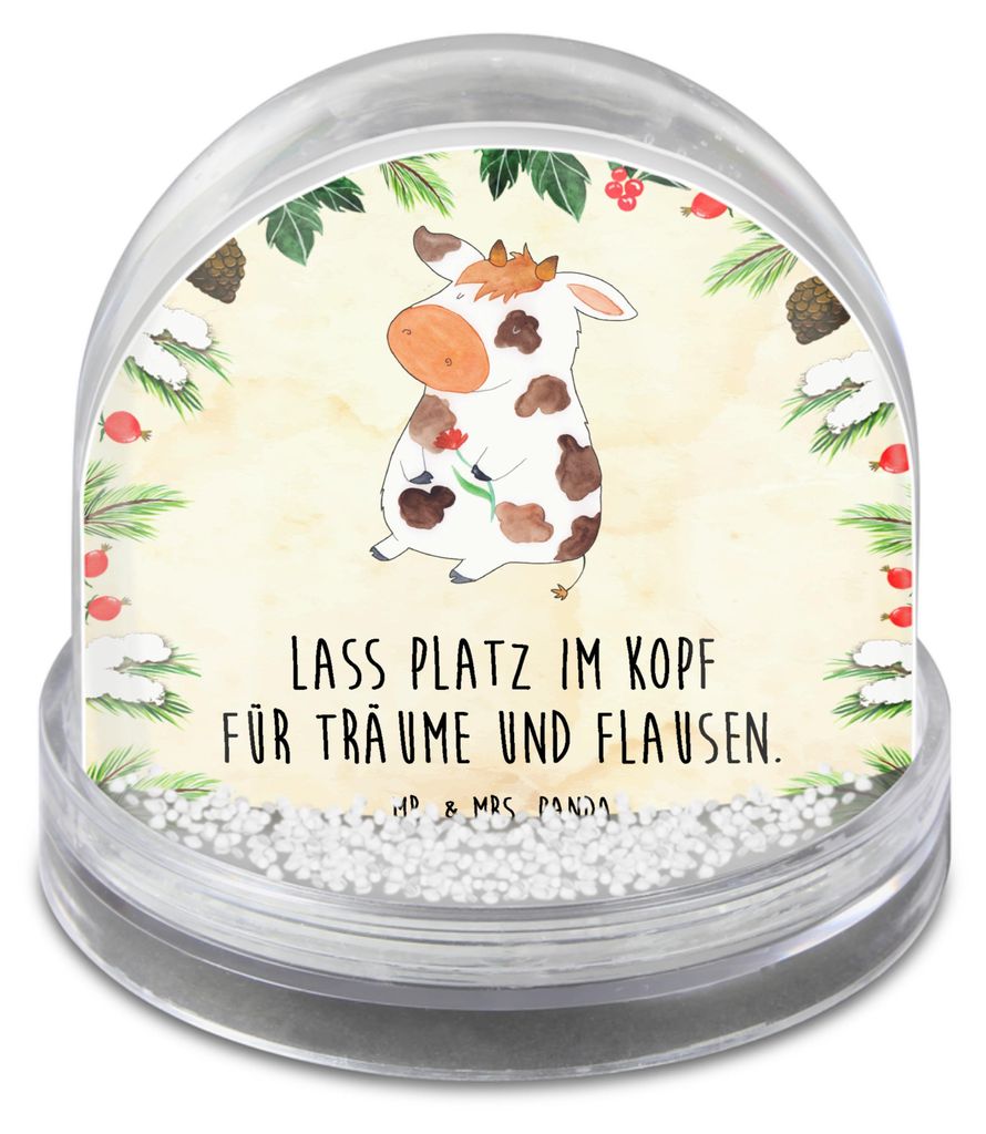 Mr. & Mrs. Panda Schneekugel Weihnachten Kuh - Naturpapier - Geschenk, Motivtion, Hof, Bauernhof, schnee kugel, Spruch, wasserkugel, Weihnachts, Mi...