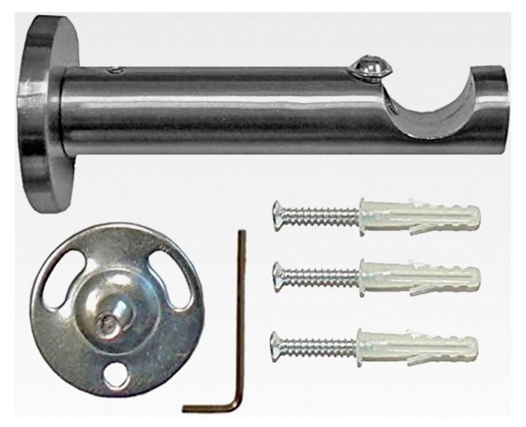 Träger für 16mm Ø Gardinenstangen 7,5cm Edelstahl-Optik - Wandhalter - Stangenauflage - Rohrhalter