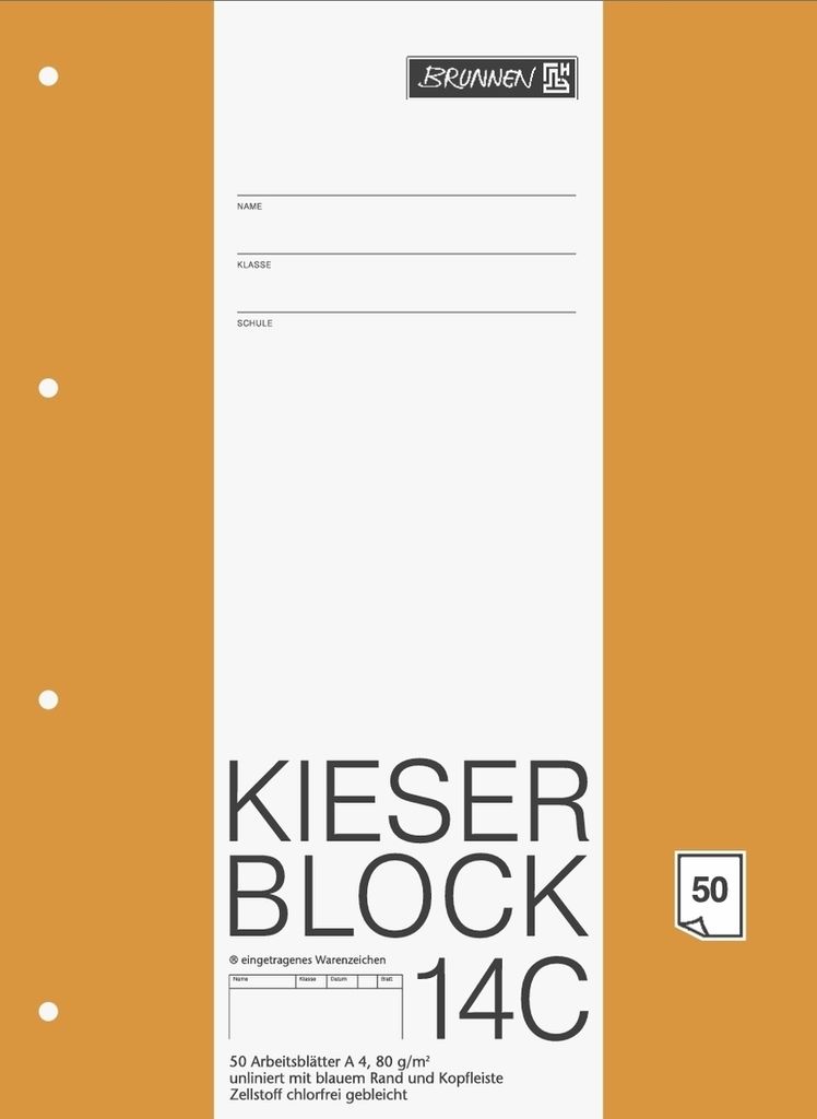 Kieser-Block A4 blanko 50 Blatt Packung mit 10 Stück