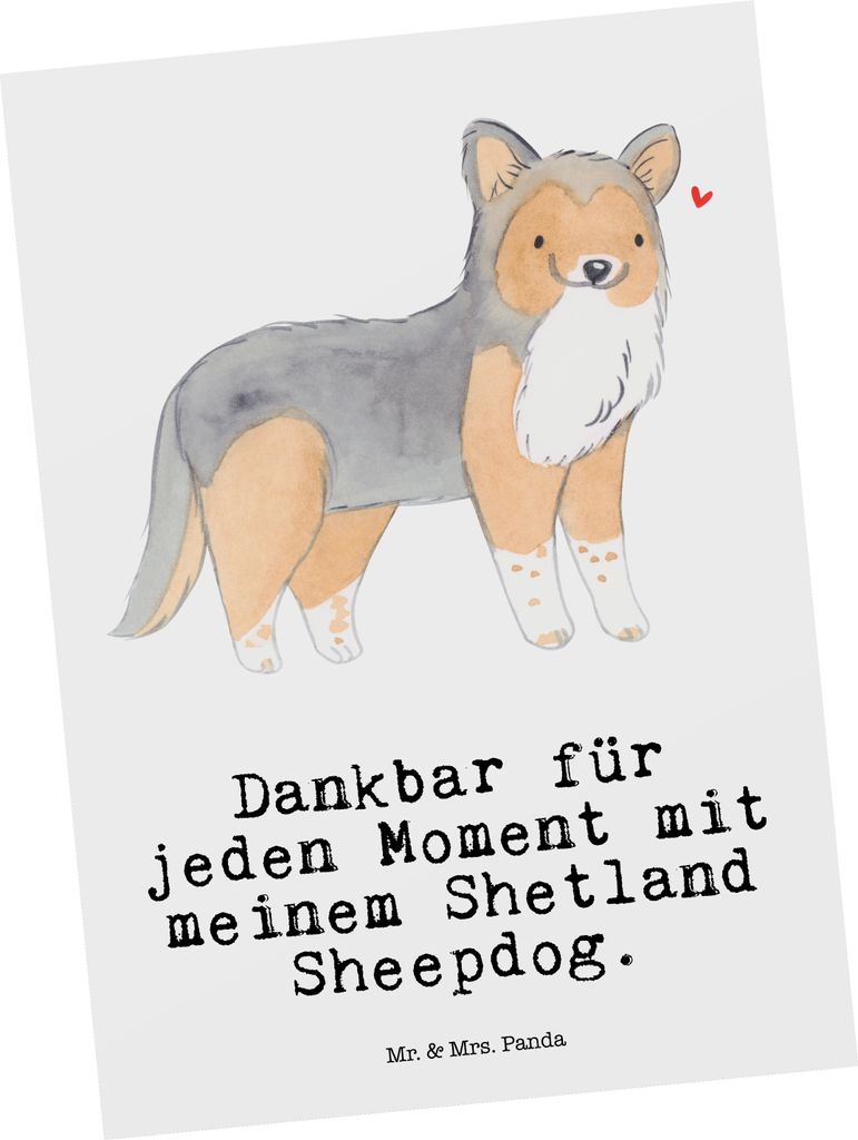 Mr. & Mrs. Panda Grußkarte Shetland Sheepdog Moment - Weiß - Geschenk, Postkarten, Postkarte, Ansichtskarten, bildkarte, Sheltie, Ansichtskarte