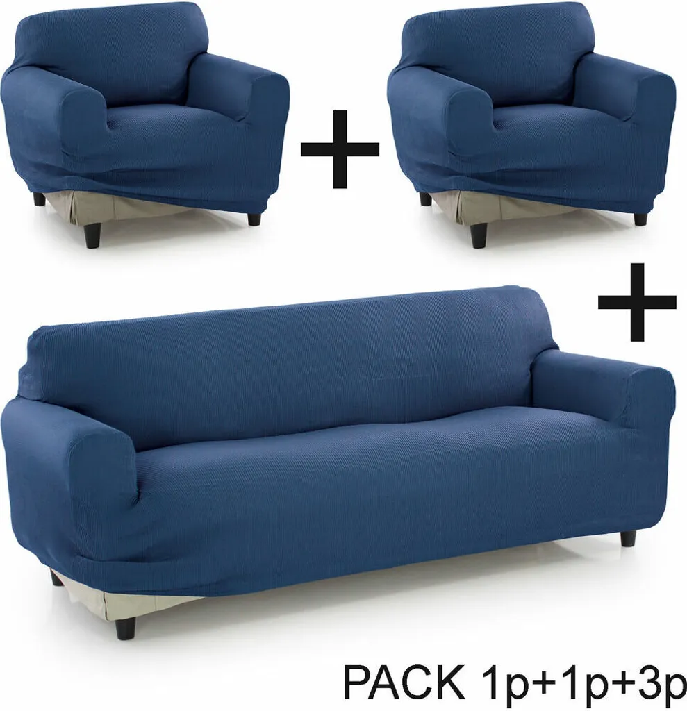 Salva il tuo Divano con SOFAKOVER® Blu: Set 3 Posti + 2 Poltrone