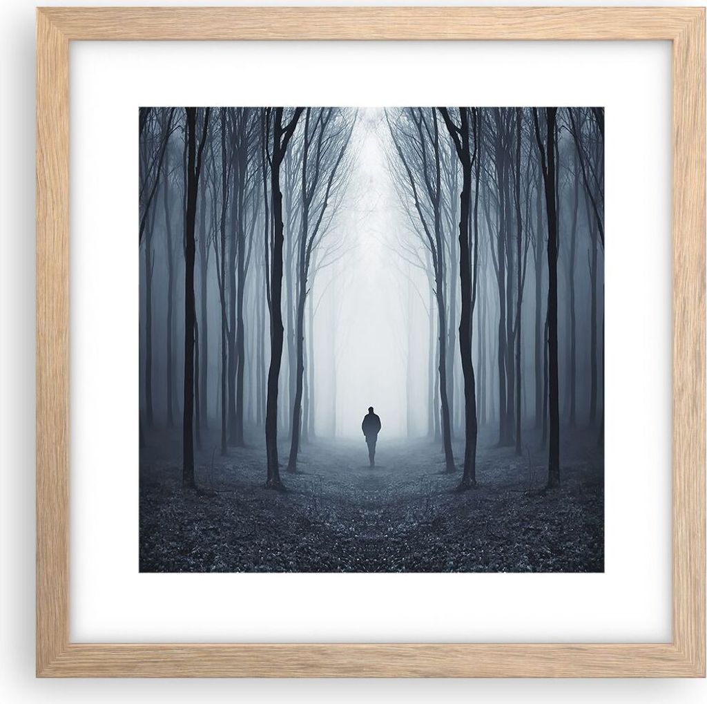 Gerahmtes Poster - Rahmen in heller Eiche - Charakter Wald Produktbild 