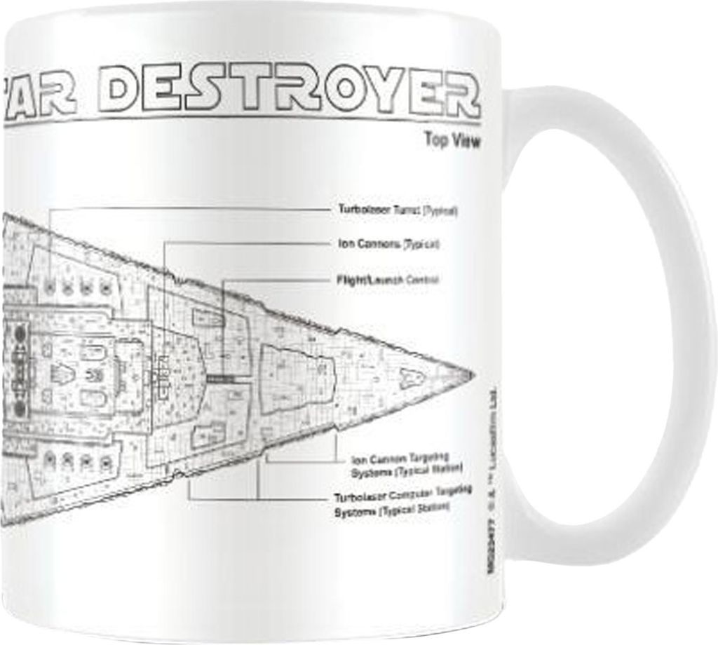 Star Wars - Kaffeebecher "Star Destroyer", Skizze PM2455 (Einheitsgröße) (Weiß/Schwarz)