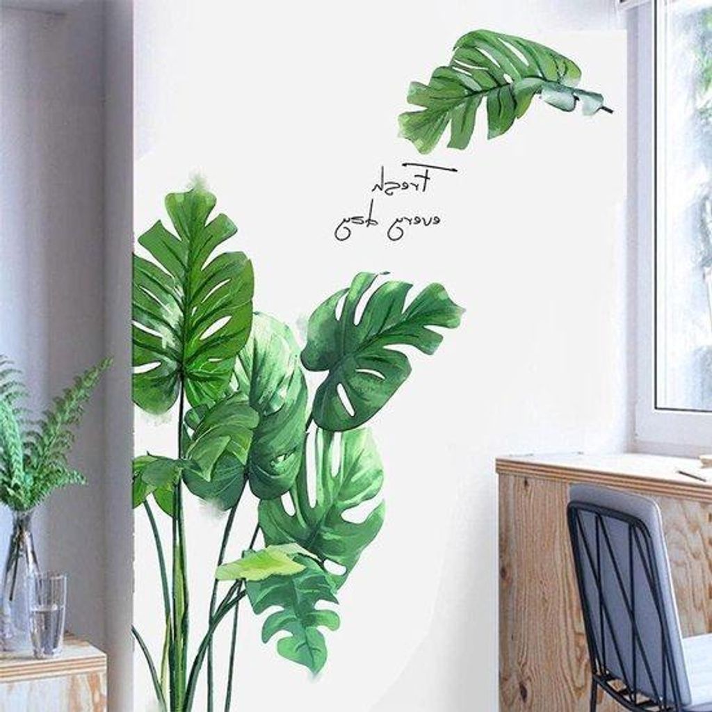 Vinyl Wandsticker mit Palmenblättern - Selbstklebend für Wohnzimmer Schlafzimmer Büro.