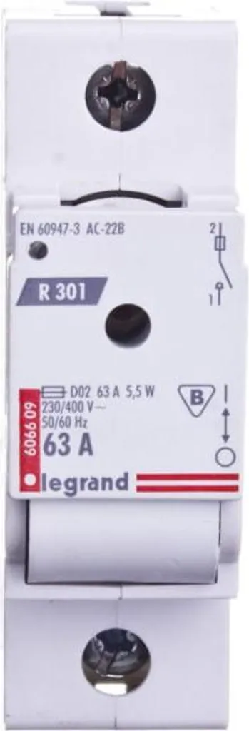 Interrupteur à fusibles 1P 63A D02 R301 protection thermique 606609