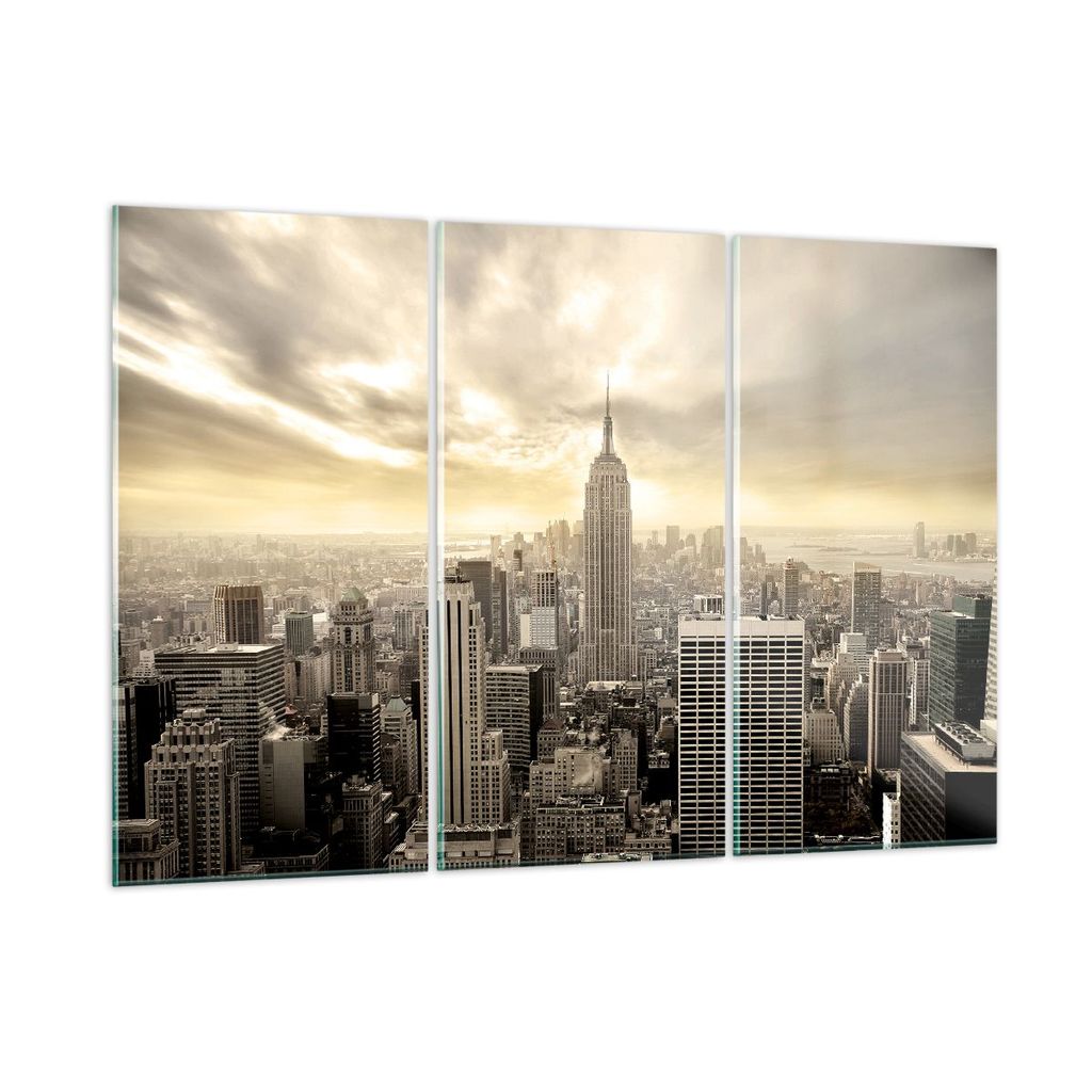 Bilder auf glas - Stadt Wolkenkratzer Manhattan New York - 165x110cm - Glasbilder - Wandbilder - Kunstdruck - Wanddekoration aus Glas - Glas Bilder...