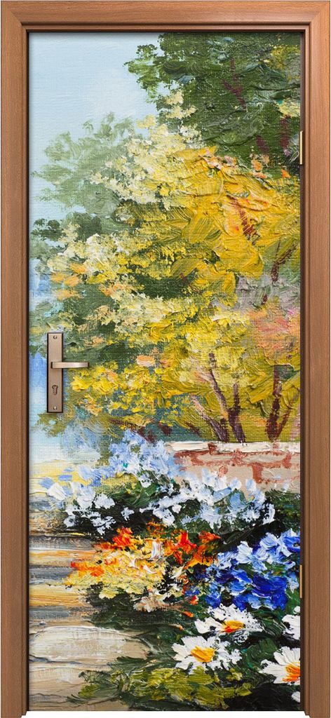 Türposter 80x200 cm Türaufkleber Türtapete Türfolie Klebefolie Malerei Blume Bäume Straße park