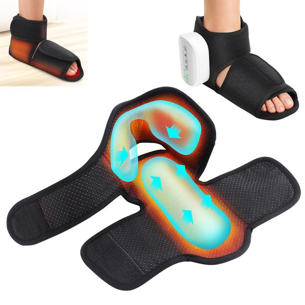 Fußmassagegeräte, Elektrischer Fuß- & Knöchel-Massager– 3 Modi Luftkissen, 4 Intensitätsstufen, 4 Heizstufen (40–55°C), 15 Minuten Timer,...