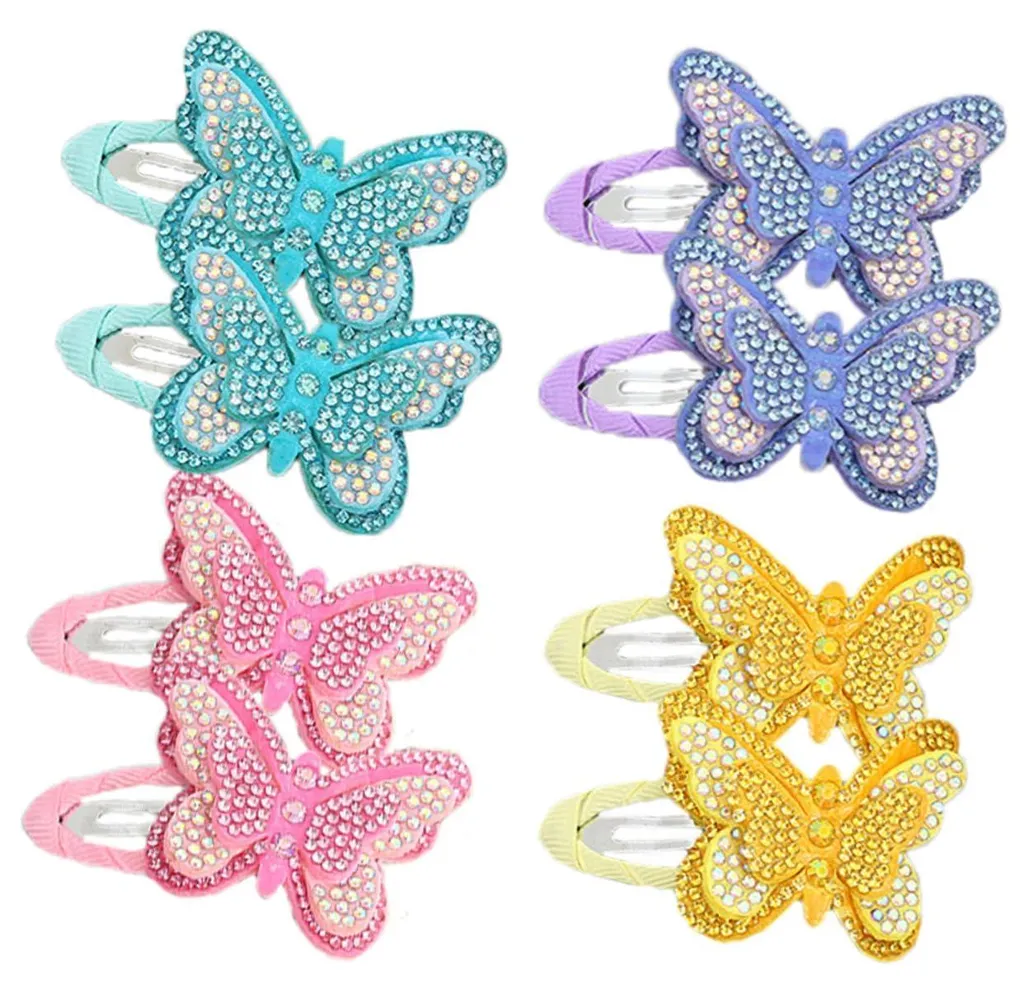 Accessoires cheveux : pinces papillon en métal et strass pour mariage