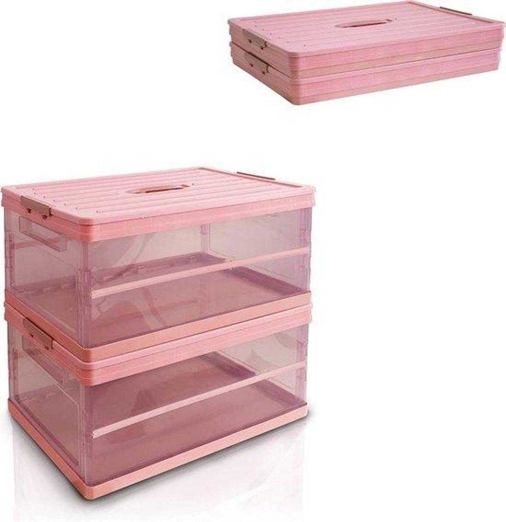 Opvouwbare Kunststoff-Organizer - Kofferbak-Organizer für Auto - Transparent - Rosa