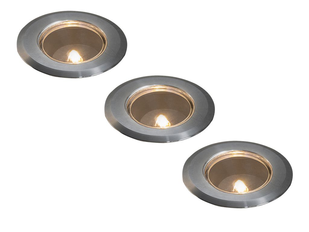 3 Stk Mini LED Bodenspots Edelstahl Ø7cm Einbaustrahler für Garten & Terrasse