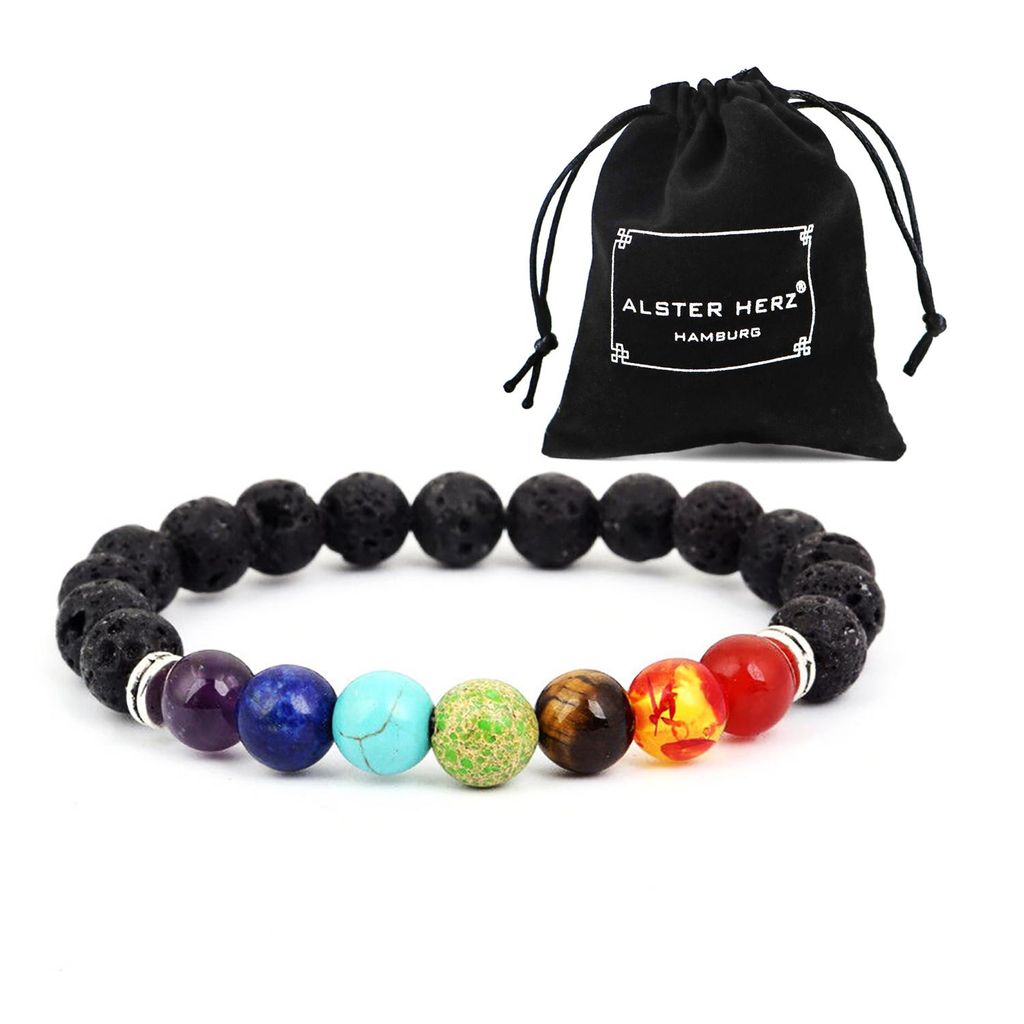 7 Chakra Bracelet de pierres de lave, Bracelet de pierres Produktbild 