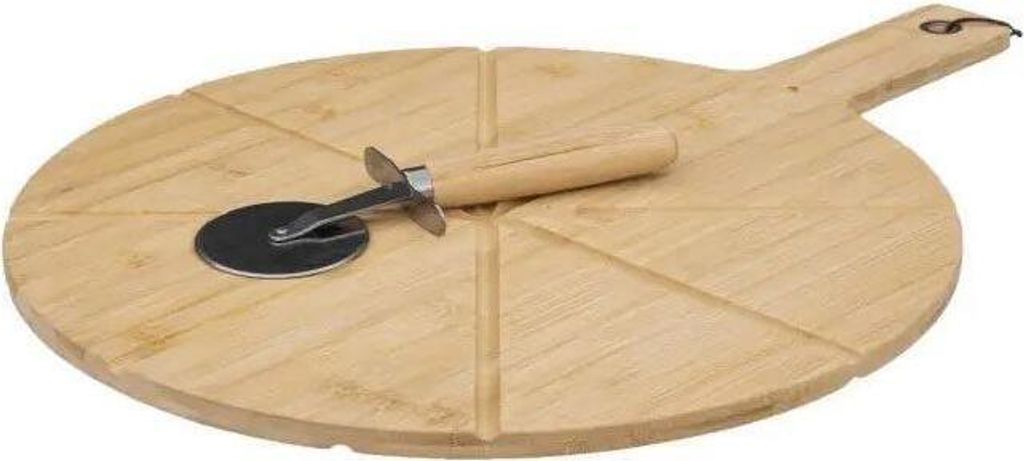 Schneidebrett für Pizza mit Pizzaschneider Produktbild 