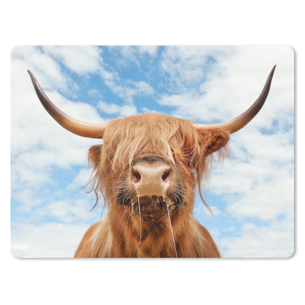 MuchoWow Mauspad Mousepad Schottischer Highlander - Wolke - Tiere 40x30 cm - Mousepads - Maus Mat - Pad - Mausunterlage - Anti Rutsch