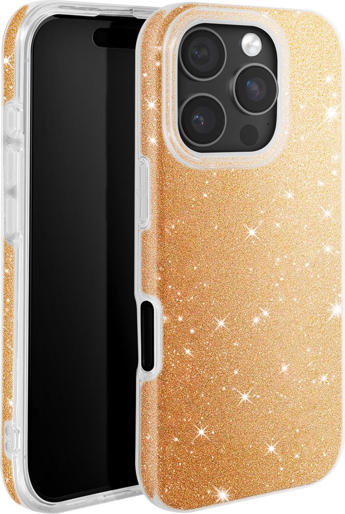 Avizar, Glitzernde Handyhülle für iPhone 16 Pro – Ultradünn und stoßfest, Gold